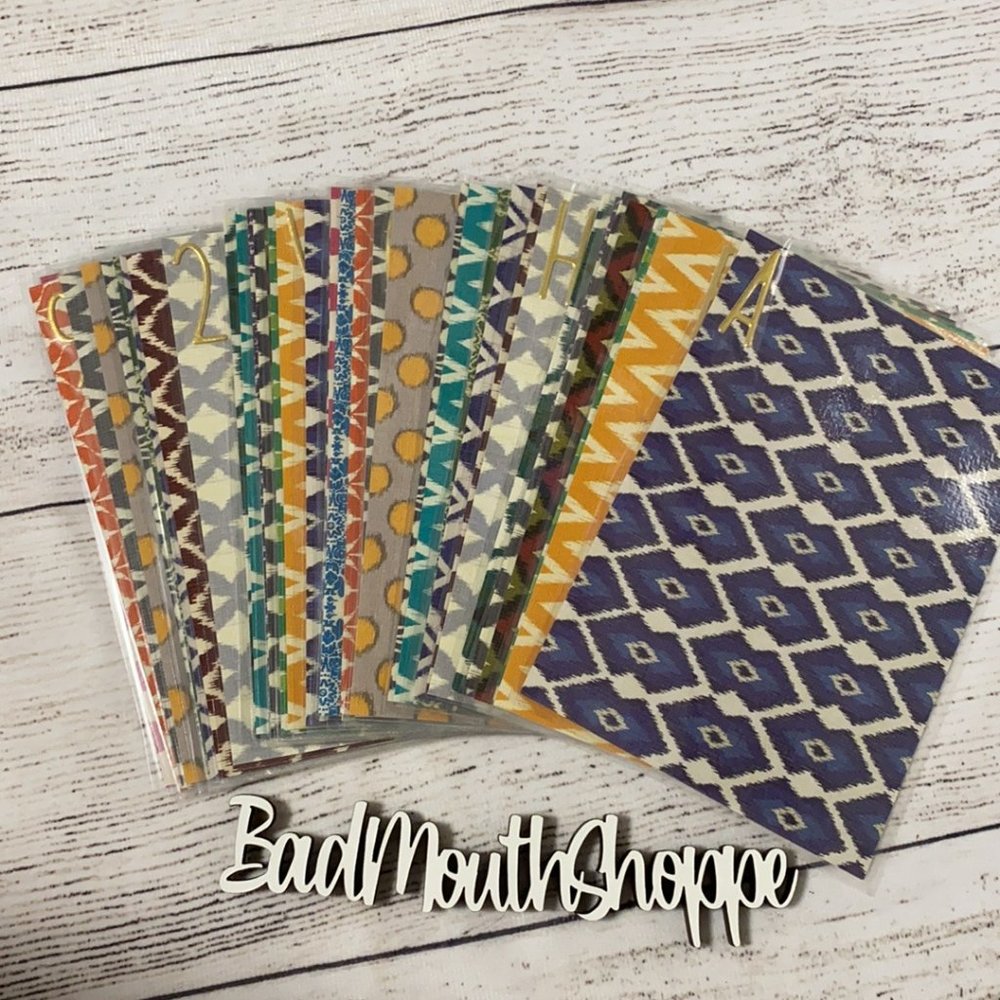 Handmade Storage Bin Alphabet Numerical Organizer Cards Separators Tribal Print